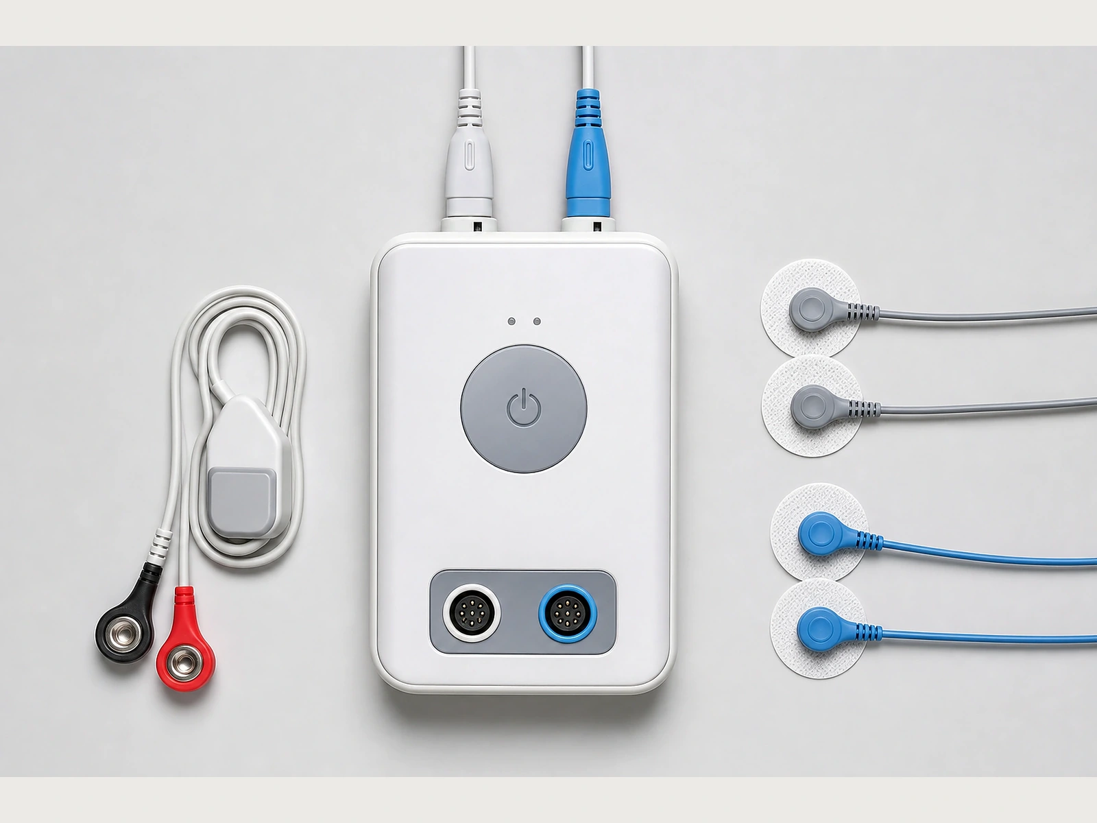 ECG/EMG acquisition device — top-down flat lay